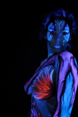 Réalisation du body painting sur le thème "Avatar". Scéance photo, Paris